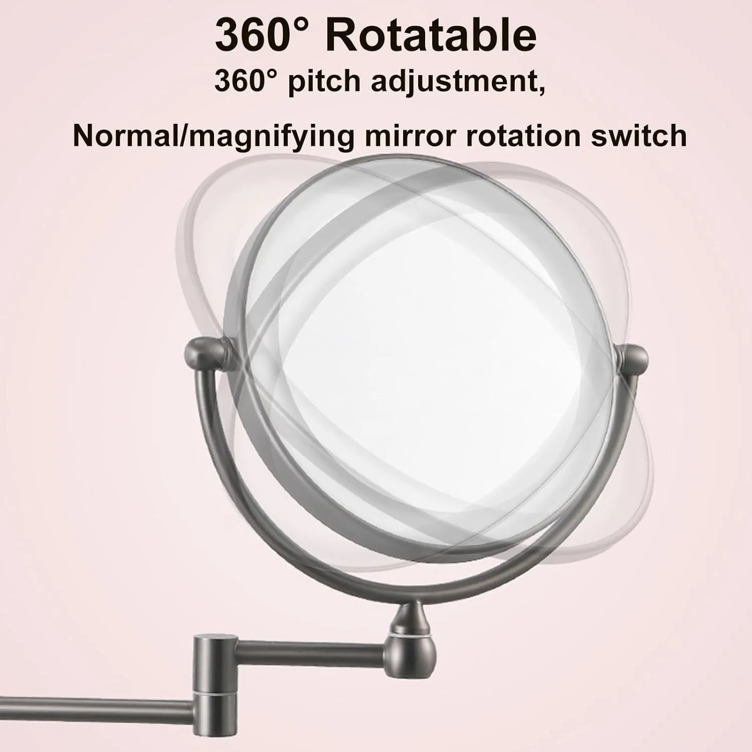 8 Inch Wall Mounted Makeup Mirror with LED Light and Magnification, Double Sided HD Vanity Mirror, Bathroom Hard Wired Adjustable Cosmetic Shaving Mirror,Silver,10X (Silver 10X)