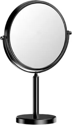 8 Inches(20CM) Double Sided Mirror,1X/3X Magnification Tabletop Makeup Mirror, Black Standing Bathroom Cosmetic Mirror, Portable Travel Mirror(Size:15cm(6in),Color:Taller Style)