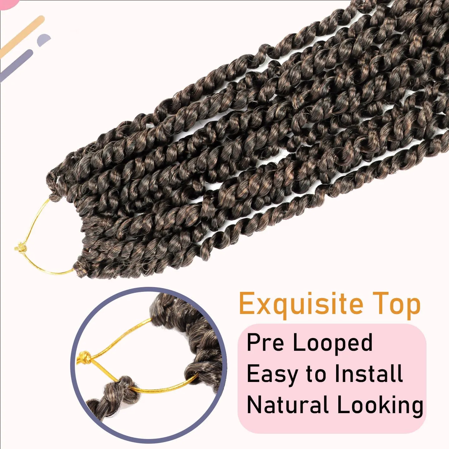 8 Packs Passion Twist Hair 10 Inch Pre-twisted Passion Twist Crochet Hair Pre-looped Crochet Braids for Women Passion Twists Braiding Hair Synthetic Hair Extensions (12Strands/Pack; T1B/30#)