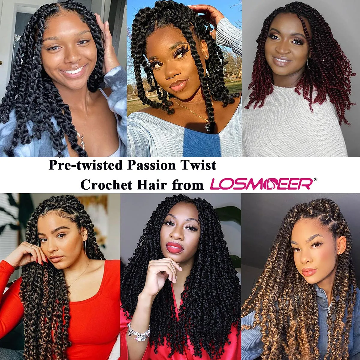 8 Packs Passion Twist Hair 10 Inch Pre-twisted Passion Twist Crochet Hair Pre-looped Crochet Braids for Women Passion Twists Braiding Hair Synthetic Hair Extensions (12Strands/Pack; T1B/30#)