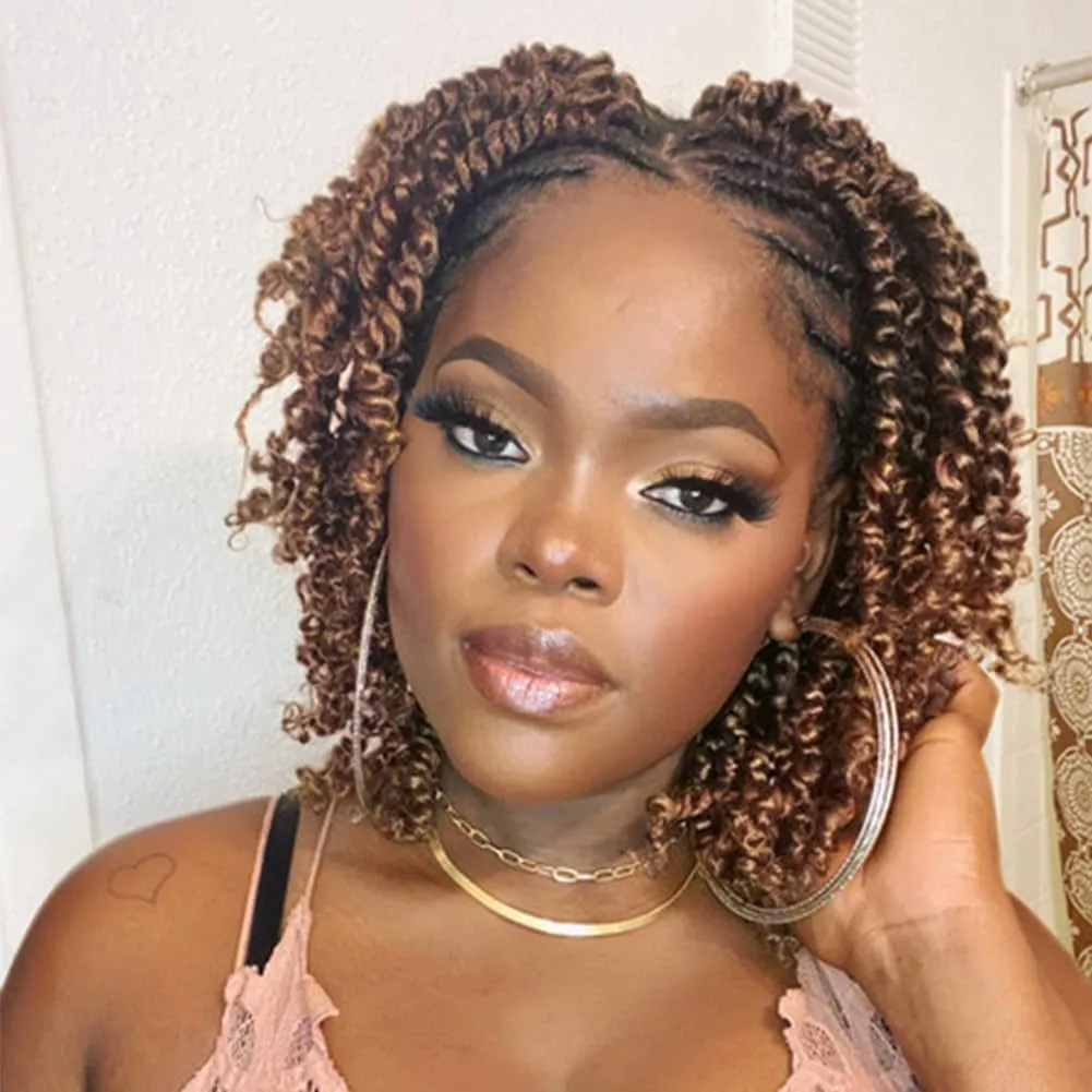 8 Packs Passion Twist Hair 10 Inch Pre-twisted Passion Twist Crochet Hair Pre-looped Crochet Braids for Women Passion Twists Braiding Hair Synthetic Hair Extensions (12Strands/Pack; T1B/30#)
