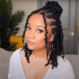 8 Packs Passion Twist Hair 10 Inch Pre-twisted Passion Twist Crochet Hair Pre-looped Crochet Braids Hair for Women Passion Twists Braiding Hair Synthetic Hair Extensions (12Strands/Pack; 1B#)
