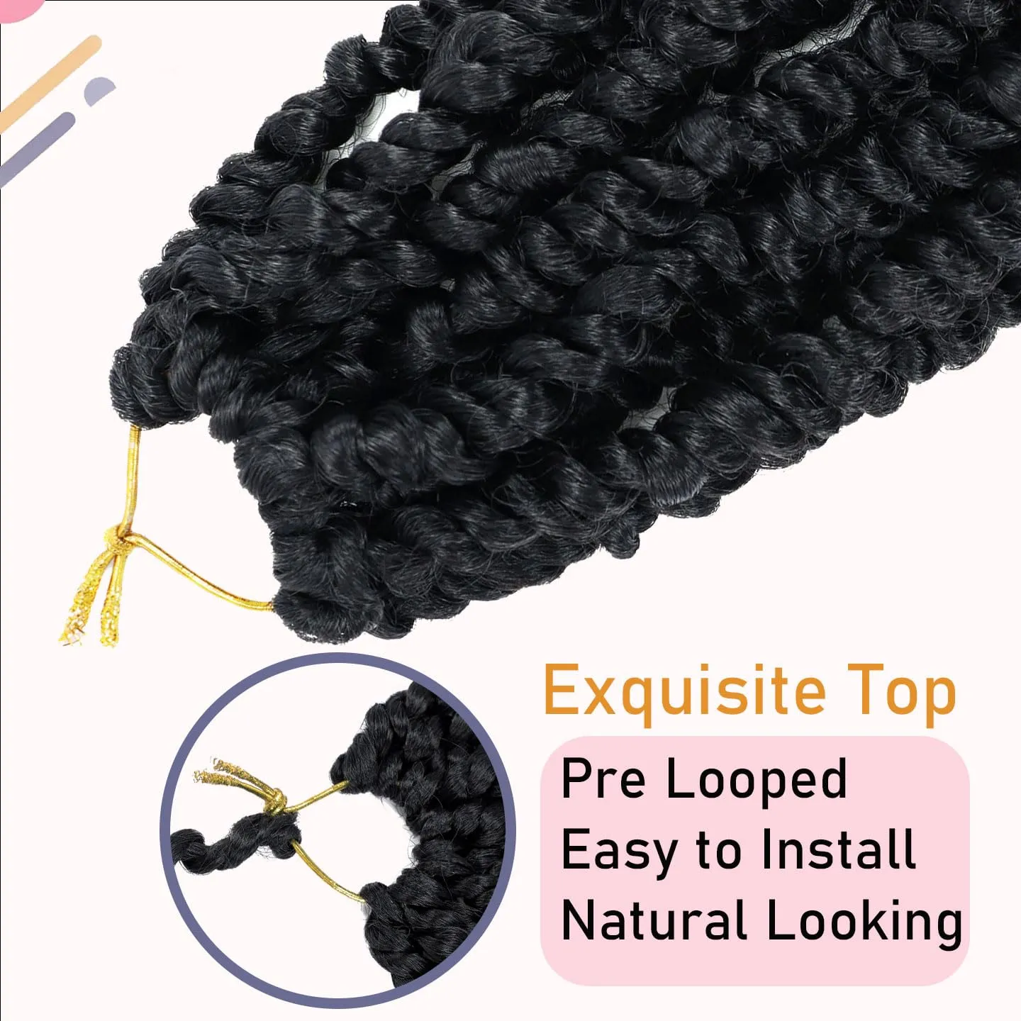 8 Packs Passion Twist Hair 10 Inch Pre-twisted Passion Twist Crochet Hair Pre-looped Crochet Braids Hair for Women Passion Twists Braiding Hair Synthetic Hair Extensions (12Strands/Pack; 1B#)