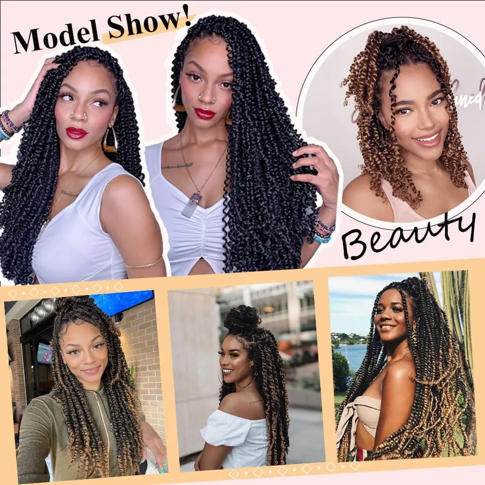 8 Packs Passion Twist Hair 8 Inch Pre-twisted Passion Twist Crochet Hair Pre-looped Crochet Braids Hair for Women Passion Twists Braiding Hair Synthetic Hair Extensions(12Strands/Pack; T1B/27#)