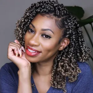 8 Packs Passion Twist Hair 8 Inch Pre-twisted Passion Twist Crochet Hair Pre-looped Crochet Braids Hair for Women Passion Twists Braiding Hair Synthetic Hair Extensions(12Strands/Pack; T1B/27#)