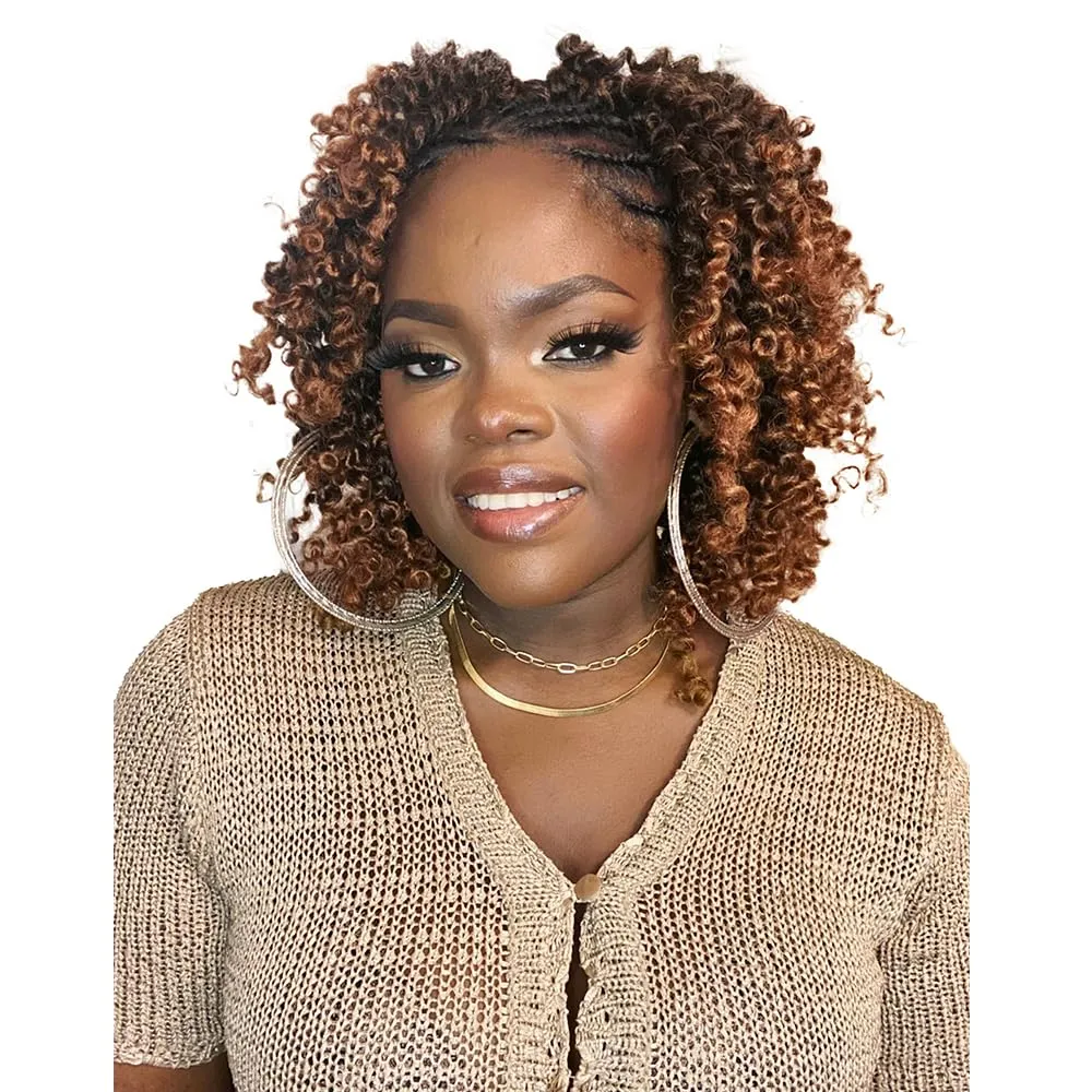 8 Packs Passion Twist Hair 8 Inch Pre-twisted Passion Twist Crochet Hair Pre-looped Crochet Braids Hair for Women Passion Twists Braiding Hair Synthetic Hair Extensions(12Strands/Pack; T1B/30#)
