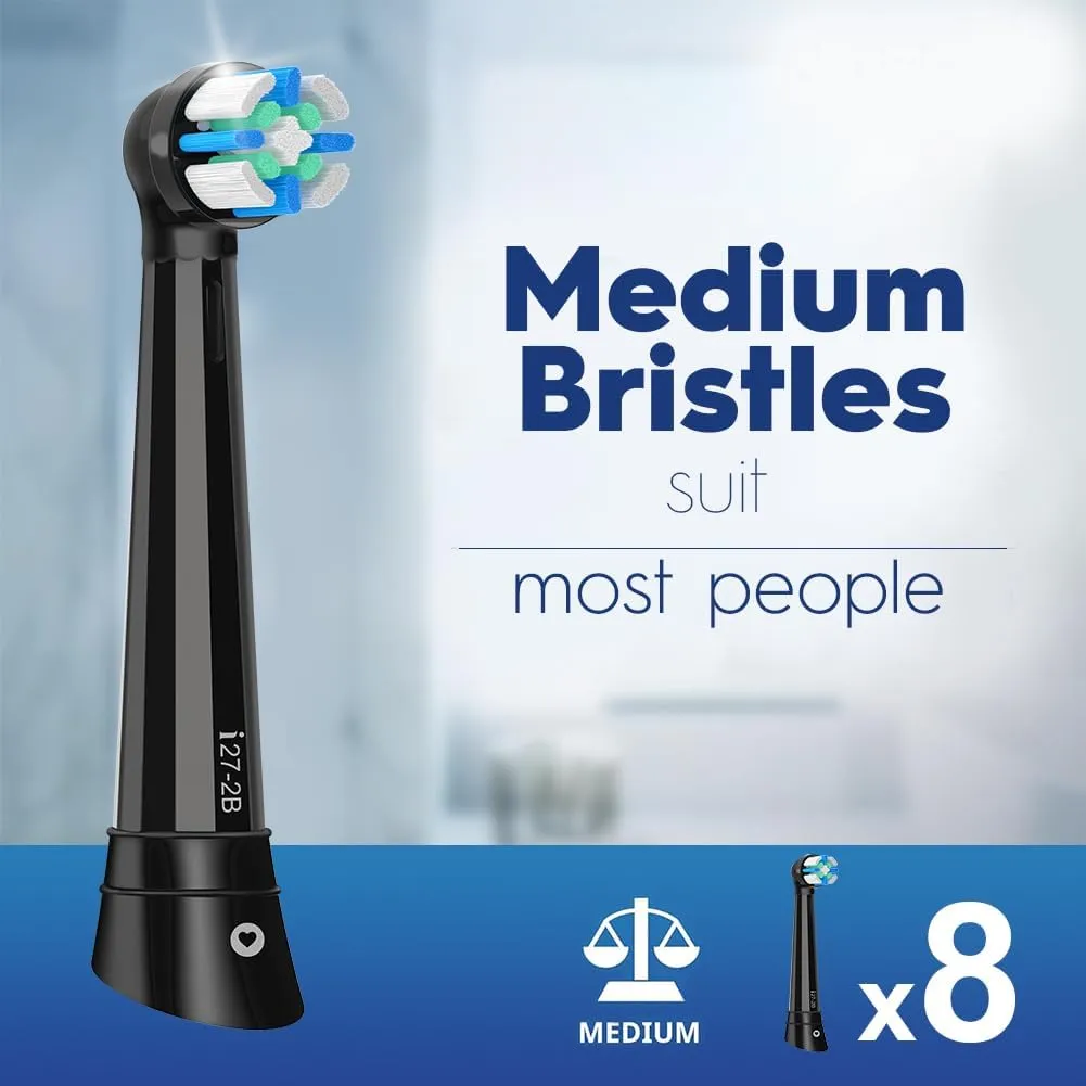 8 Pcs IO Replacement Heads Compatible with Oral b iO 2/3/4/5/6/7/8/9/10 Series Electric Toothbrush, Brush Heads Compatible with Oral B, Intelligent Cleaning for Gum Care and Teeth Clean (Black/White)