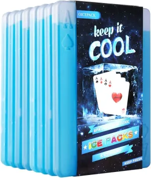 8 x Ice packs for Lunch Box, Freezer Ice packs Slim Long Lasting Cool packs for Lunch Bags and Cooler, Poker Design