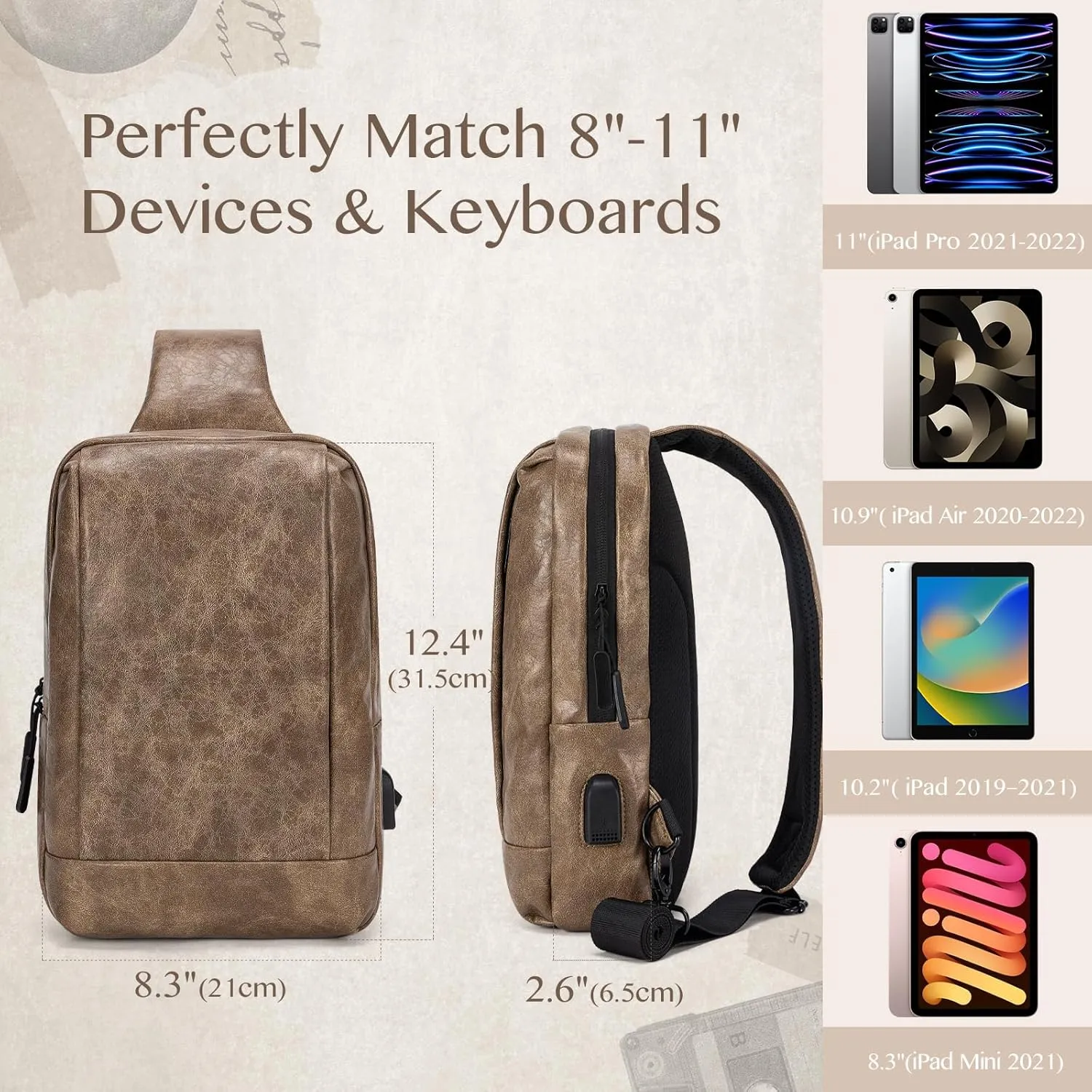 9-11 Inch Tablet Sleeve Bag Handle Carrying Case with Shoulder Strap Fits New 11-inch iPad Pro M4/iPad Air M2, iPad 10th 10.9, iPad 9/8/7th 10.2, iPad Air 5/4th 10.9, Tab S8/S9 11