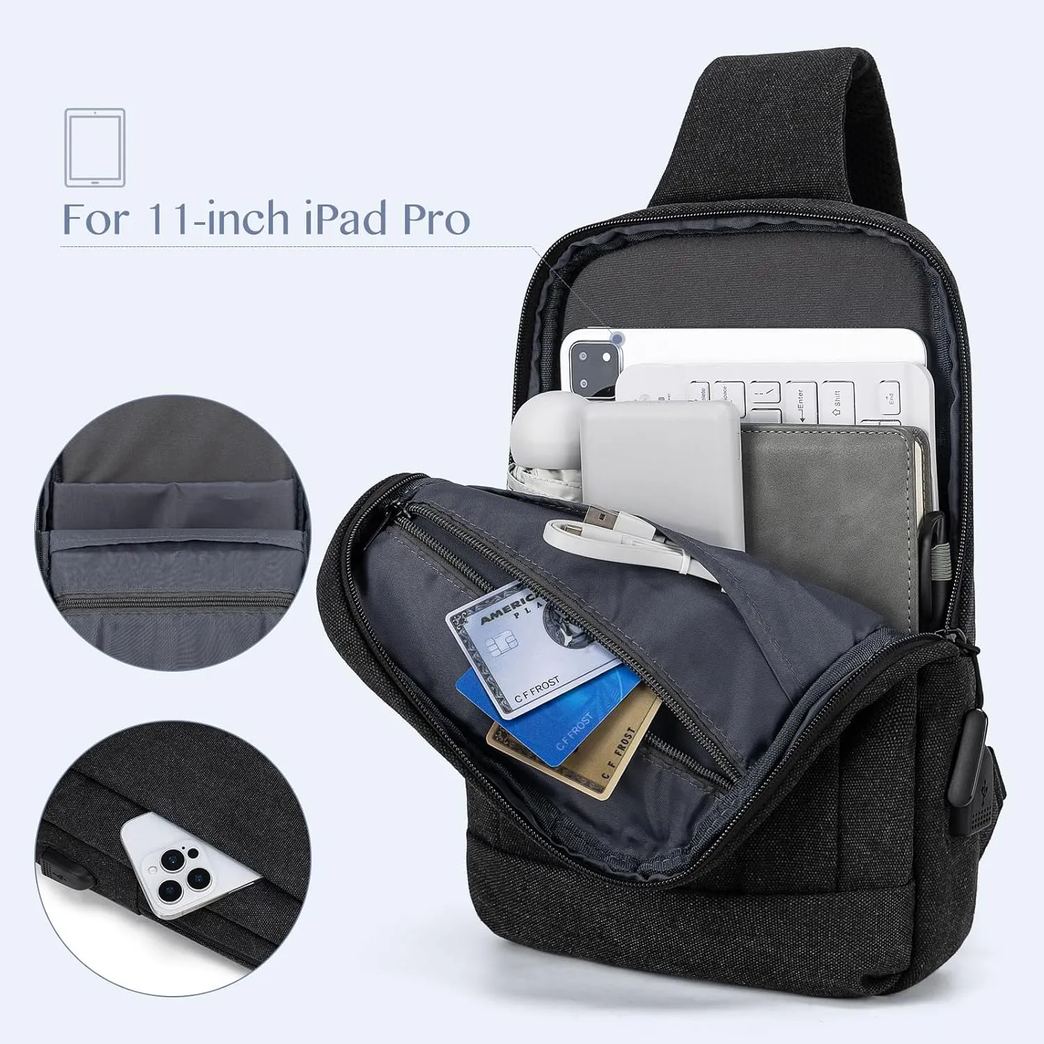 9-11 Inch Tablet Sleeve Bag Handle Carrying Case with Shoulder Strap Fits New 11-inch iPad Pro M4/iPad Air M2, iPad 10th 10.9, iPad 9/8/7th 10.2, iPad Air 5/4th 10.9, Tab S8/S9 11