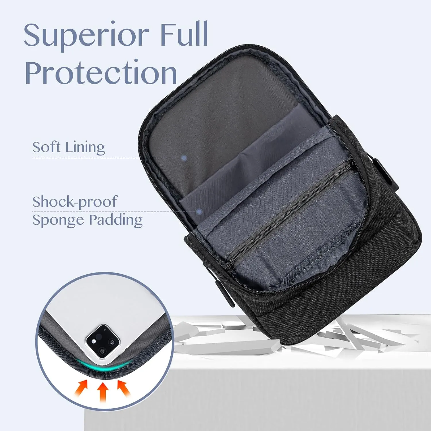9-11 Inch Tablet Sleeve Bag Handle Carrying Case with Shoulder Strap Fits New 11-inch iPad Pro M4/iPad Air M2, iPad 10th 10.9, iPad 9/8/7th 10.2, iPad Air 5/4th 10.9, Tab S8/S9 11