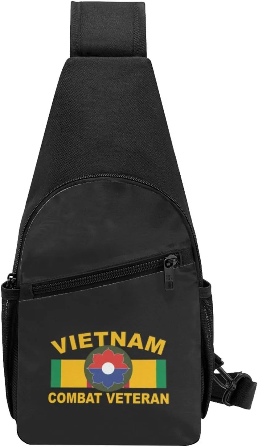 9th Infantry Division Vietnam Combat Veteran Unisex Chest Bag Lightweight Crossbody Shoulder Bag Travel Pocket