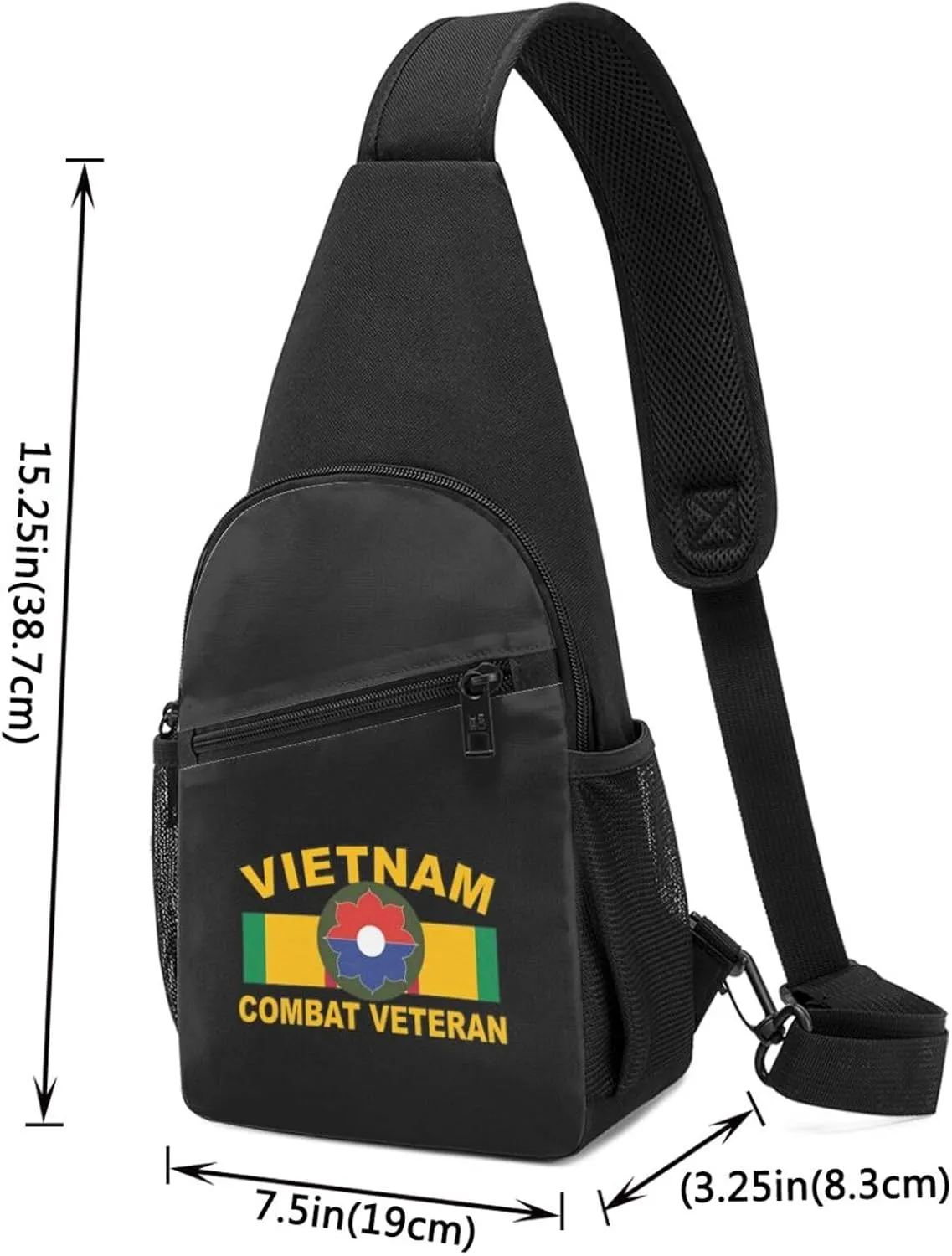 9th Infantry Division Vietnam Combat Veteran Unisex Chest Bag Lightweight Crossbody Shoulder Bag Travel Pocket
