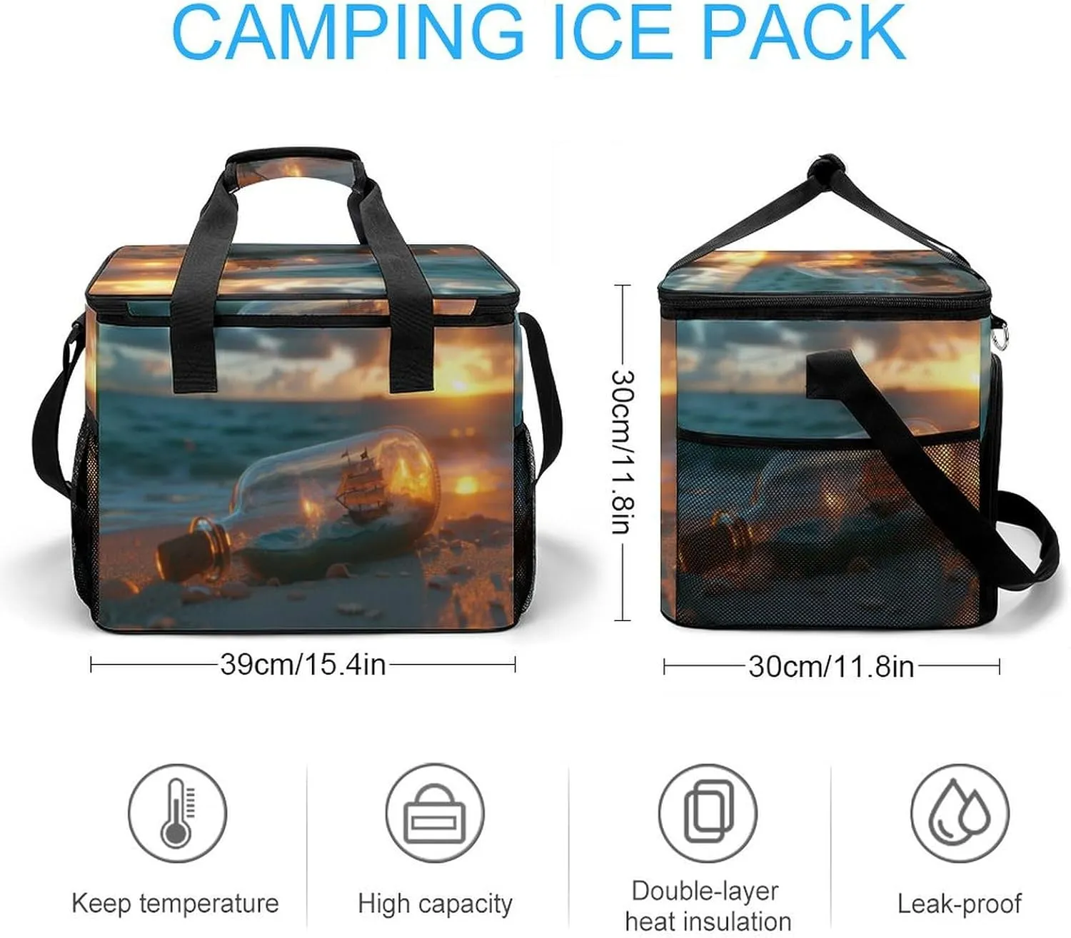A Bottle Camping Cooler Bags Insulated Beach Cooler Portable Leak Proof Camping Cooler with Shoulder Strap