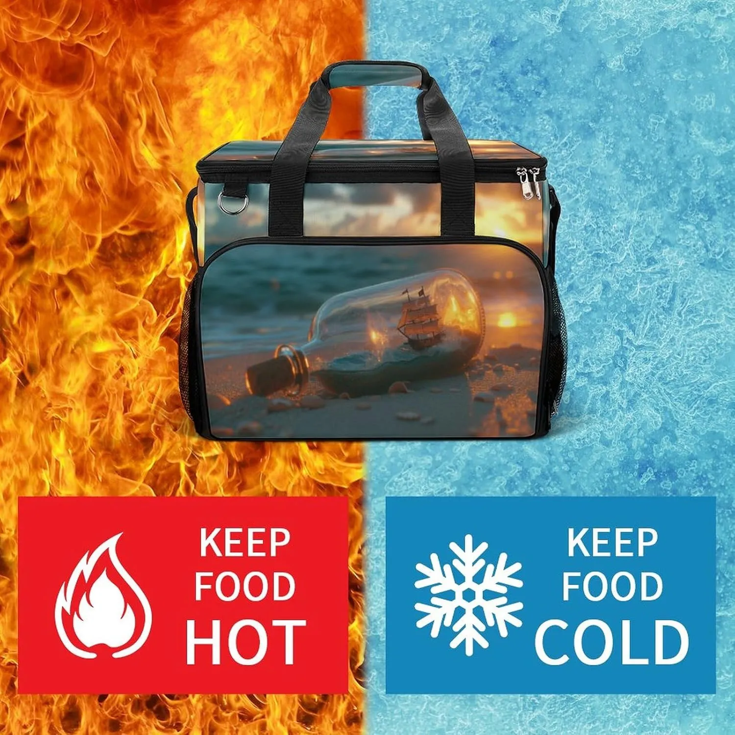 A Bottle Camping Cooler Bags Insulated Beach Cooler Portable Leak Proof Camping Cooler with Shoulder Strap