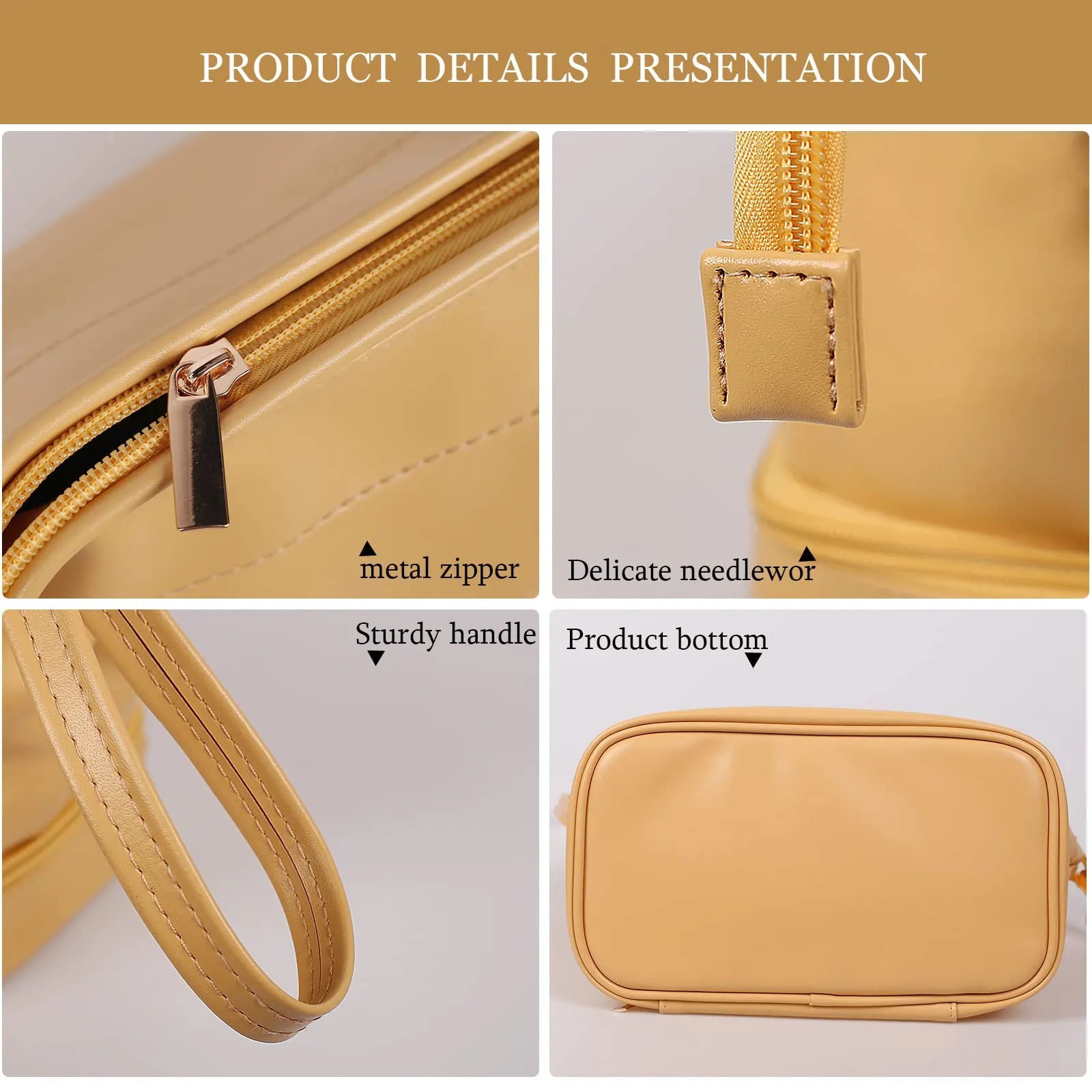 Abiudeng Large Makeup Bag,Double Layer Cosmetic Bag,Travel Makeup Bag,Leather Makeup Bag, Cosmetic Travel Bags,Portable Leather Toiletry Bag,Roomy Cosmetic Bag for Women and Girls