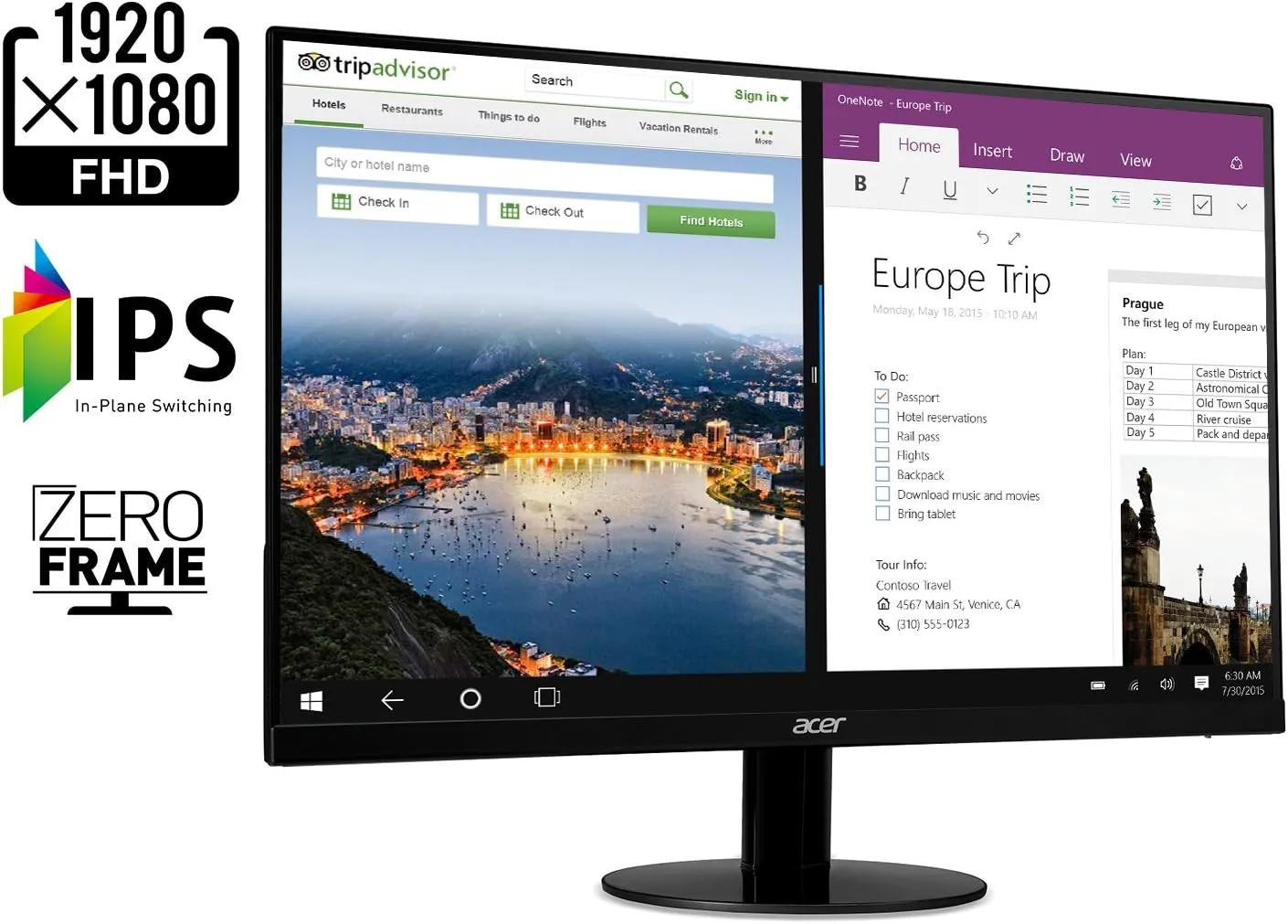 Acer 21.5 Inch Full HD (1920 x 1080) IPS Ultra-Thin Zero Frame Computer Monitor (HDMI & VGA Port), SB220Q bi