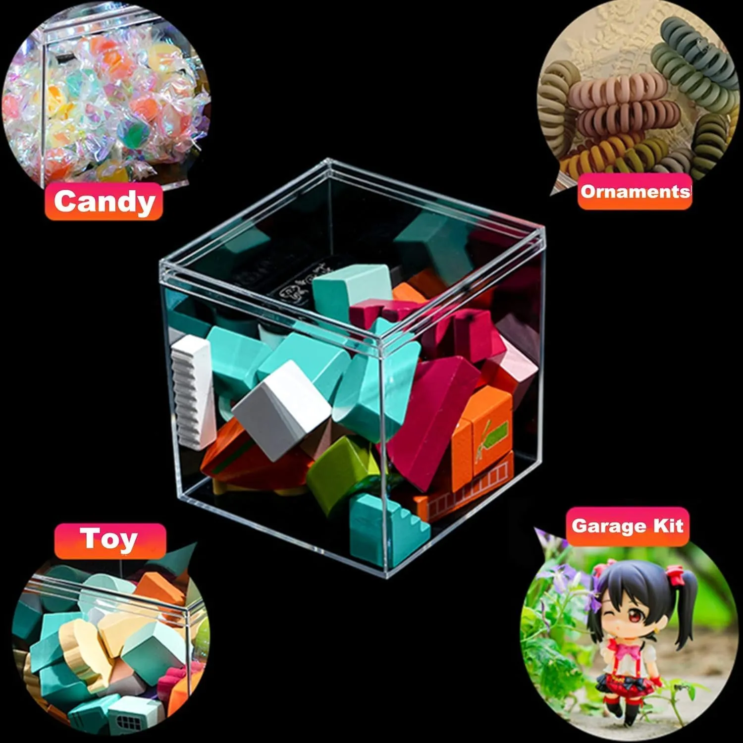 Acrylic Box 2 Pack 3x3x3 Inch Clear Square Cube Display Boxes with Lids - Multi-Purpose Storage & Decorative Boxes for Gifts, Weddings, Party Favors & Candy