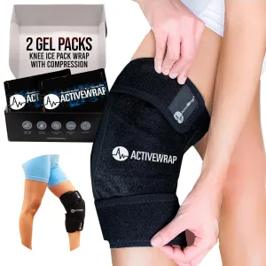 ActiveWrap - Knee Ice Pack Wrap with Compression, 2 Reusable Gel Heat & Cold Packs for Knee Pain, Calf Strain & Shin Splints. Flexible Cold Wrap for Injury and Swelling Control. Youth,Petite - Sm/Md