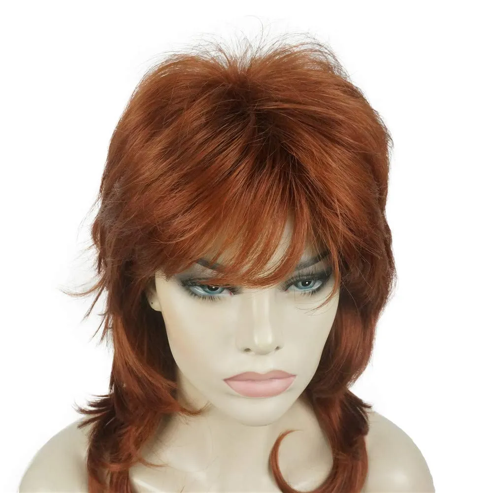 Aimole Shaggy Layered Wig Shoulder Length Women's Wig with Hair Bangs Premium Synthetic Hair Wig for Women (130-Copper Red)