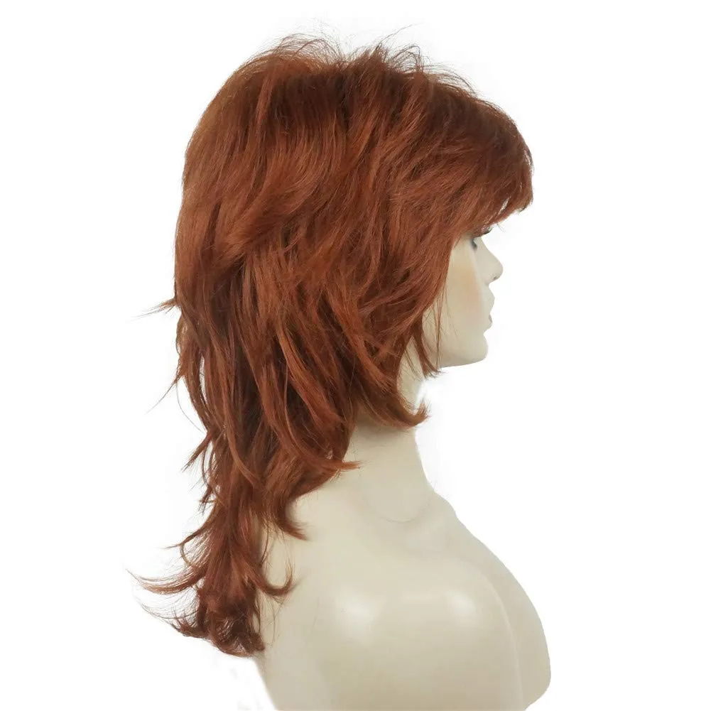 Aimole Shaggy Layered Wig Shoulder Length Women's Wig with Hair Bangs Premium Synthetic Hair Wig for Women (130-Copper Red)