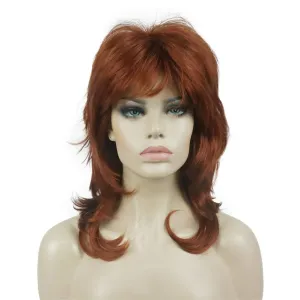 Aimole Shaggy Layered Wig Shoulder Length Women's Wig with Hair Bangs Premium Synthetic Hair Wig for Women (130-Copper Red)