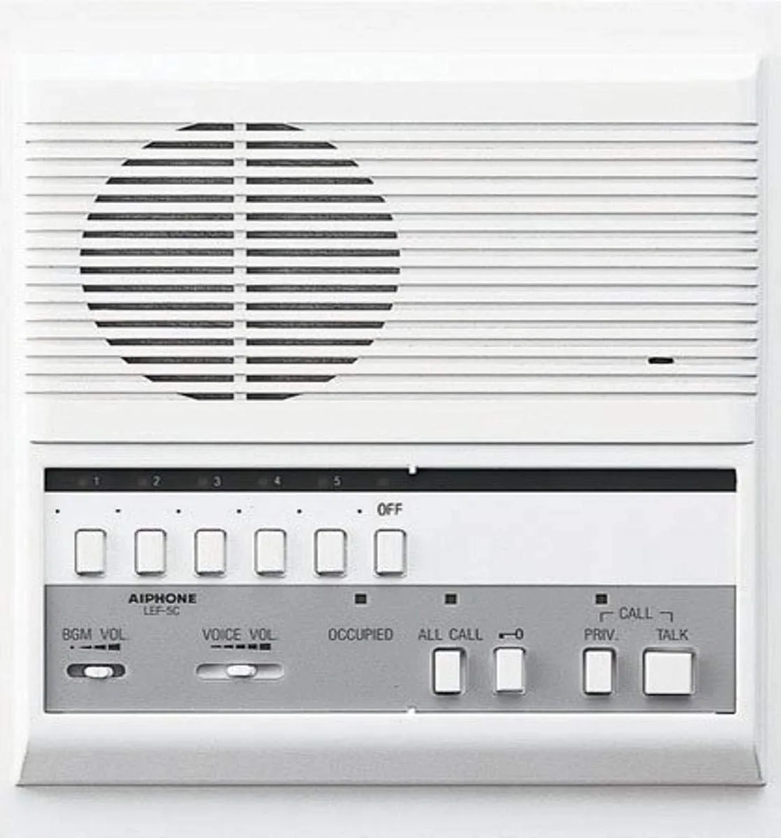 Aiphone LEF-5C Open Voice Selective Call Master Intercom with All-Call and Door-Release Buttons; Semi-Flush Mount; Accepts Up to Five Connecting Door, Sub-Master, or Master Intercoms