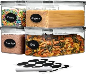 Airtight Food Storage Containers Set of 4 - Pasta storage Containers for Pantry Organization and Storage, BPA Free Spaghetti Container, Air Tight House Kitchen Storage Containers With Lids
