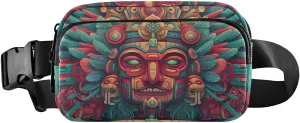 AIXIWAWA Fanny Pack Crossbody Bag Purse-Aztec Statue Print for Men Women, Water Resistant Waist Pack for Hiking Running Travel