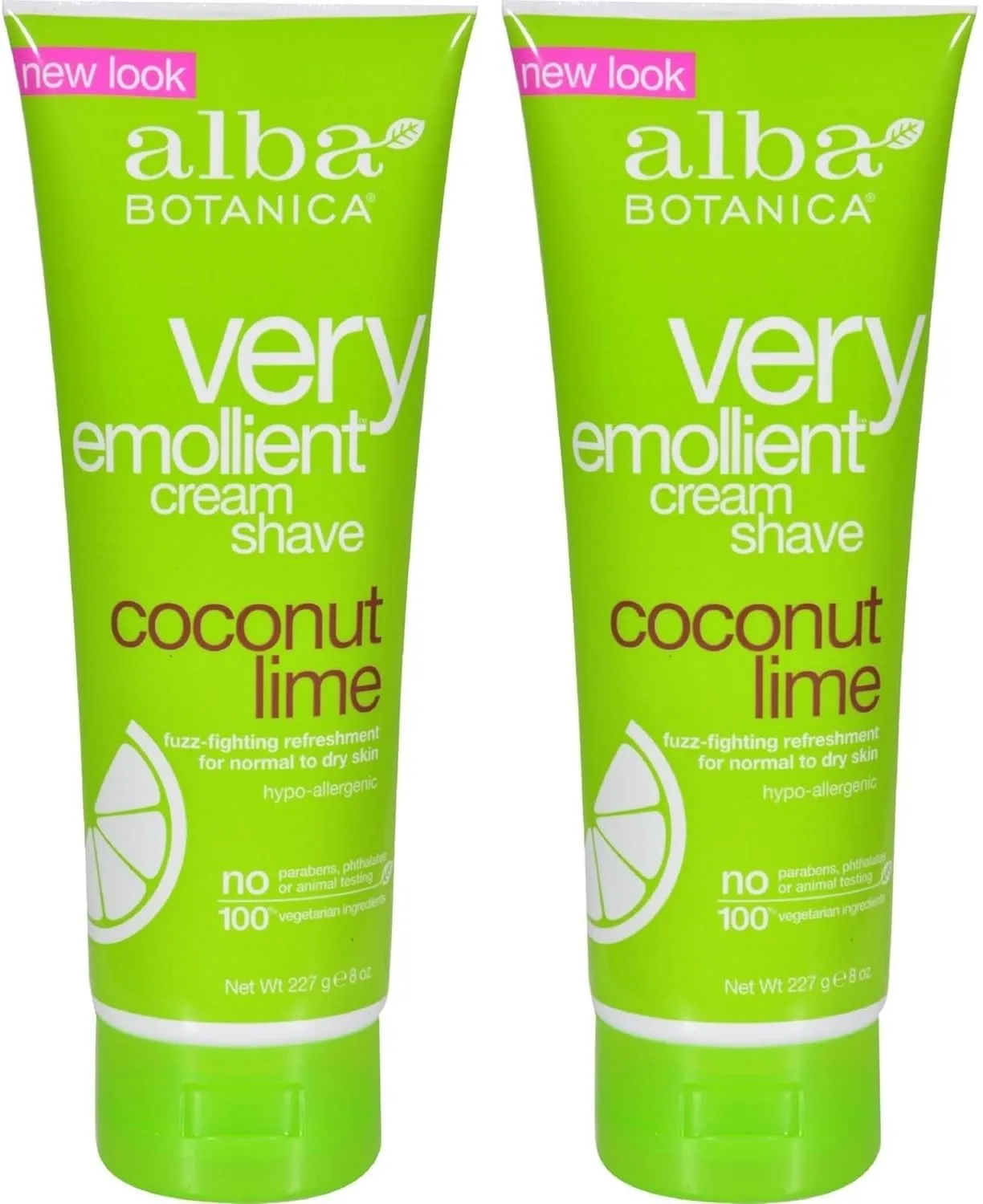 Alba Botanica Very Emollient Shave Cream Coconut Lime 8 oz (2-packs)