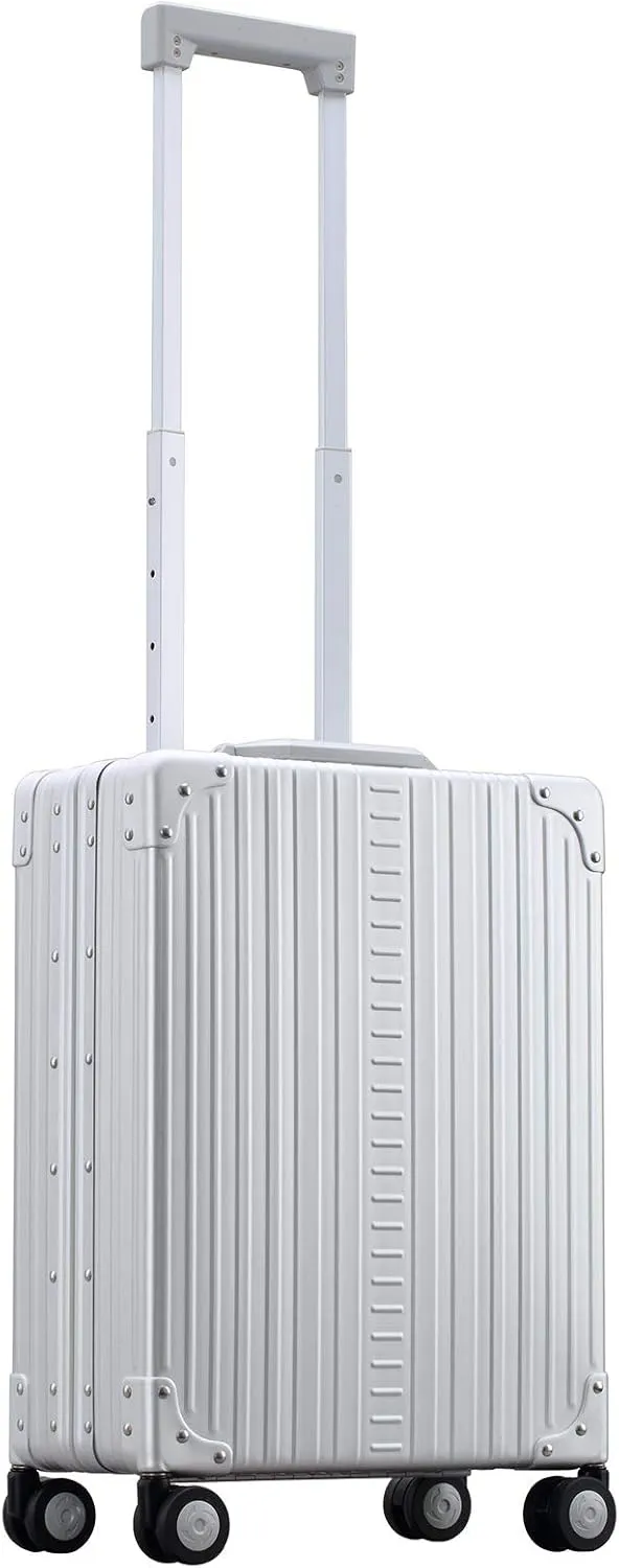 Aleon Aluminum Business Briefcase - Vertical Open Carry On 21", TSA Approved Hardshell Suitcase, Laptop Compartment, Hard Side Cabin Bag - Aluminum Frame Pilot Case for Travel & Business (Platinum)