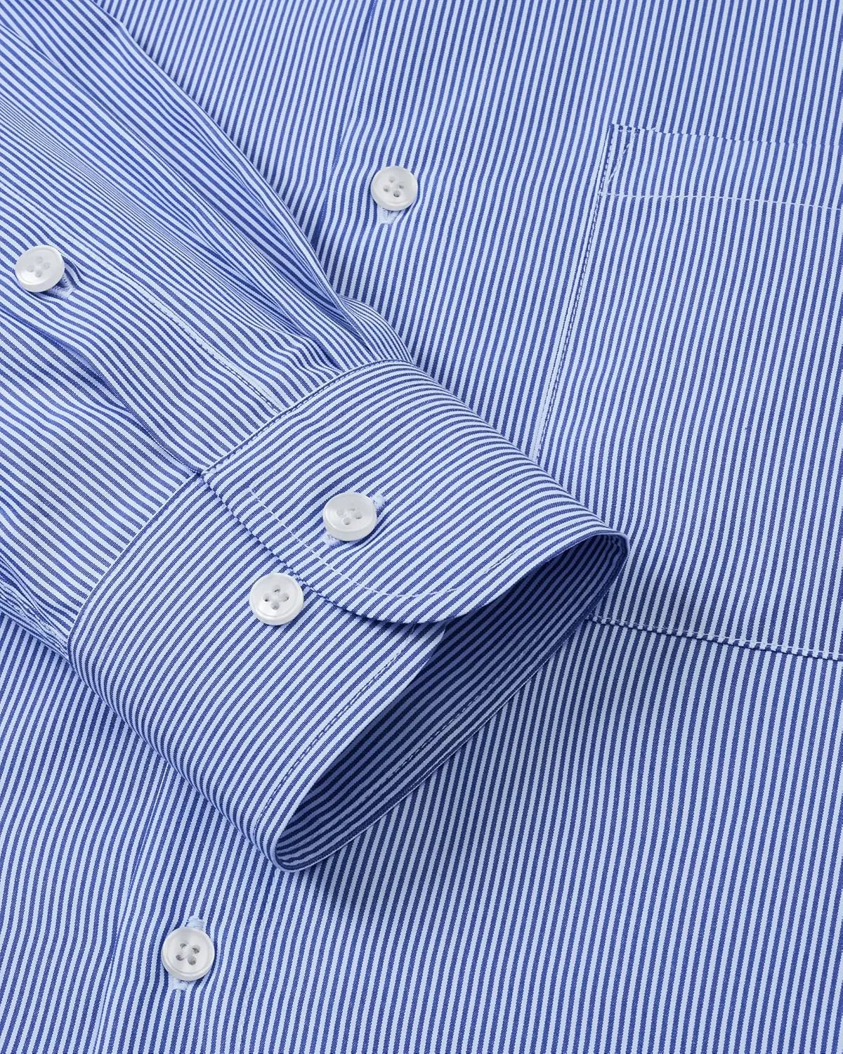 Alimens & Gentle Men's Stripe Dress Shirts Transitional Weather Long Sleeve Casual Button Down Business Shirt Poplin Top