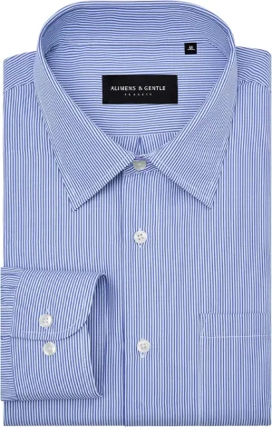 Alimens & Gentle Men's Stripe Dress Shirts Transitional Weather Long Sleeve Casual Button Down Business Shirt Poplin Top