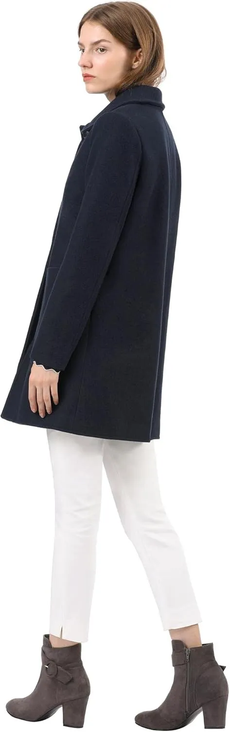 Allegra K Women's Winter Single Breasted Peter Pan Collar Outwear Trench Coat