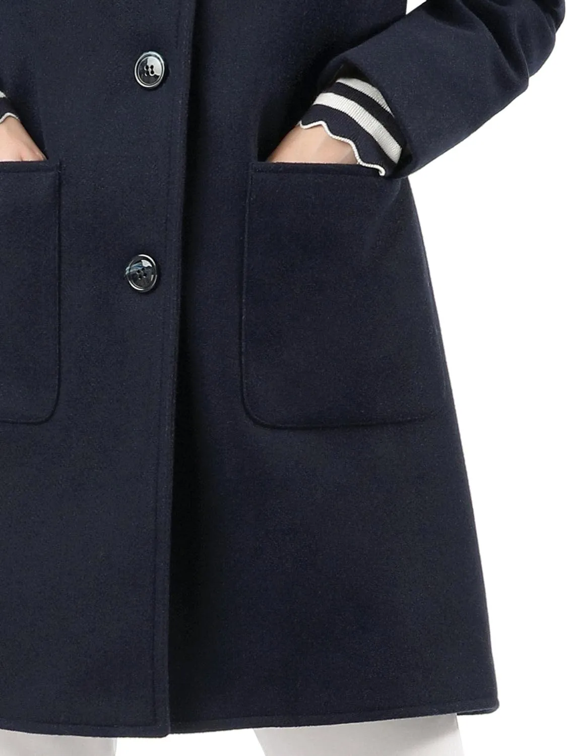 Allegra K Women's Winter Single Breasted Peter Pan Collar Outwear Trench Coat