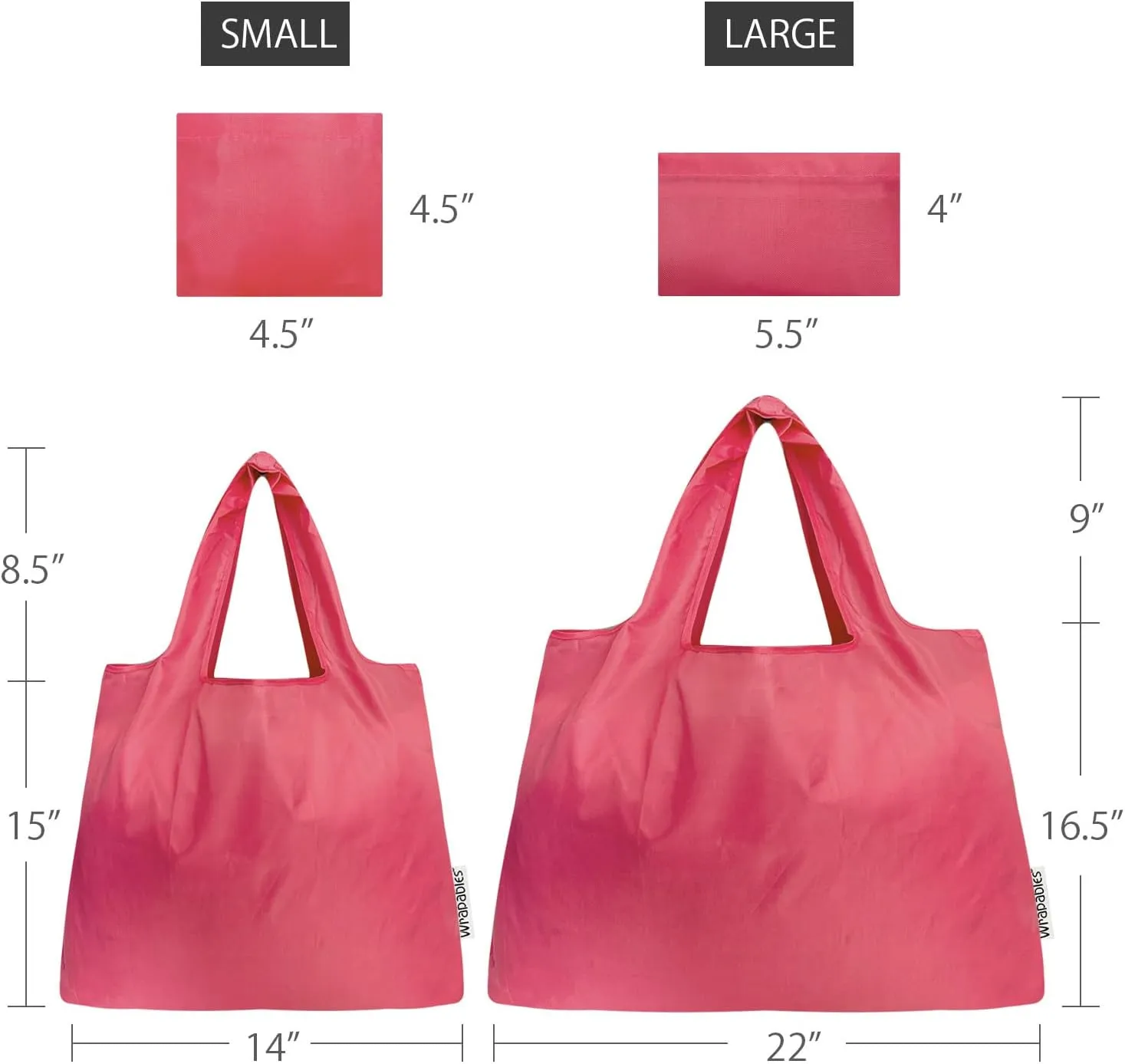 allydrew Large & Small Foldable Tote Nylon Reusable Grocery Bags, Set of 2