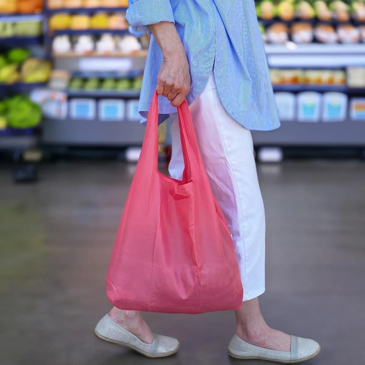 allydrew Large & Small Foldable Tote Nylon Reusable Grocery Bags, Set of 2