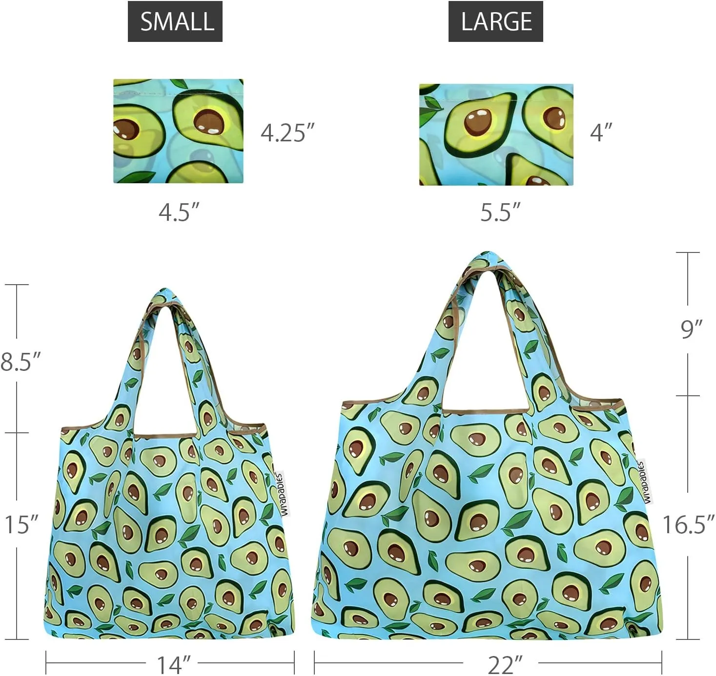 allydrew P73983 Large & Small Foldable Tote Nylon Reusable Grocery Bags, Set of 2