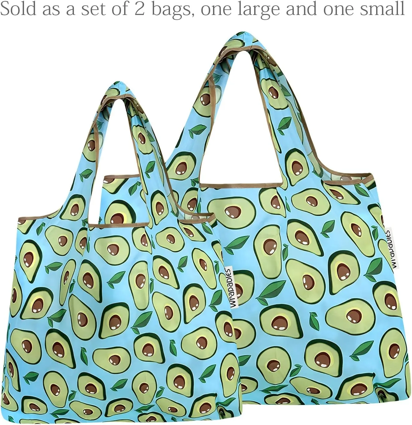 allydrew P73983 Large & Small Foldable Tote Nylon Reusable Grocery Bags, Set of 2