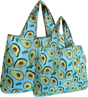 allydrew P73983 Large & Small Foldable Tote Nylon Reusable Grocery Bags, Set of 2