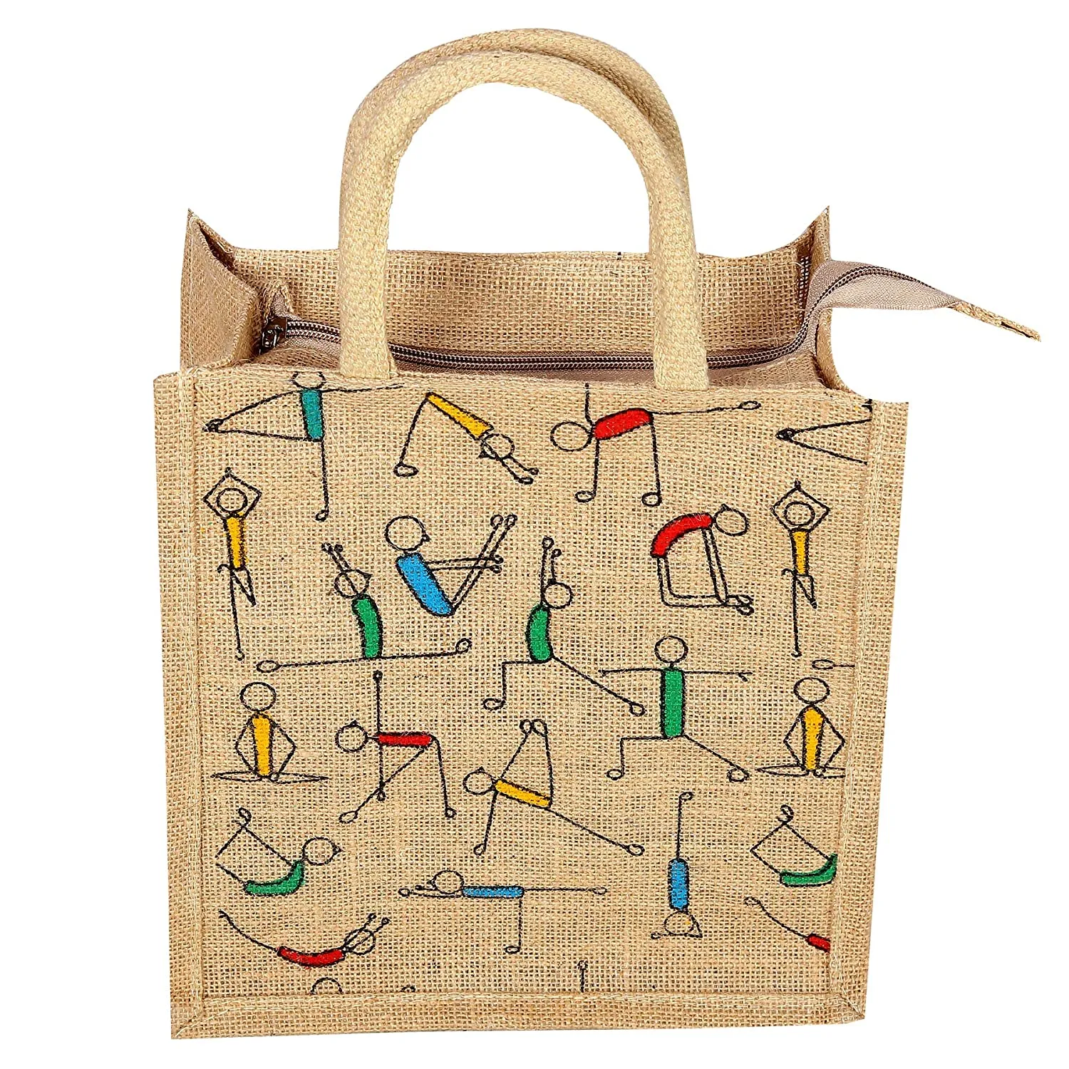 AM0034 Printed Eco-Friendly Jute Bag with Zip Closure