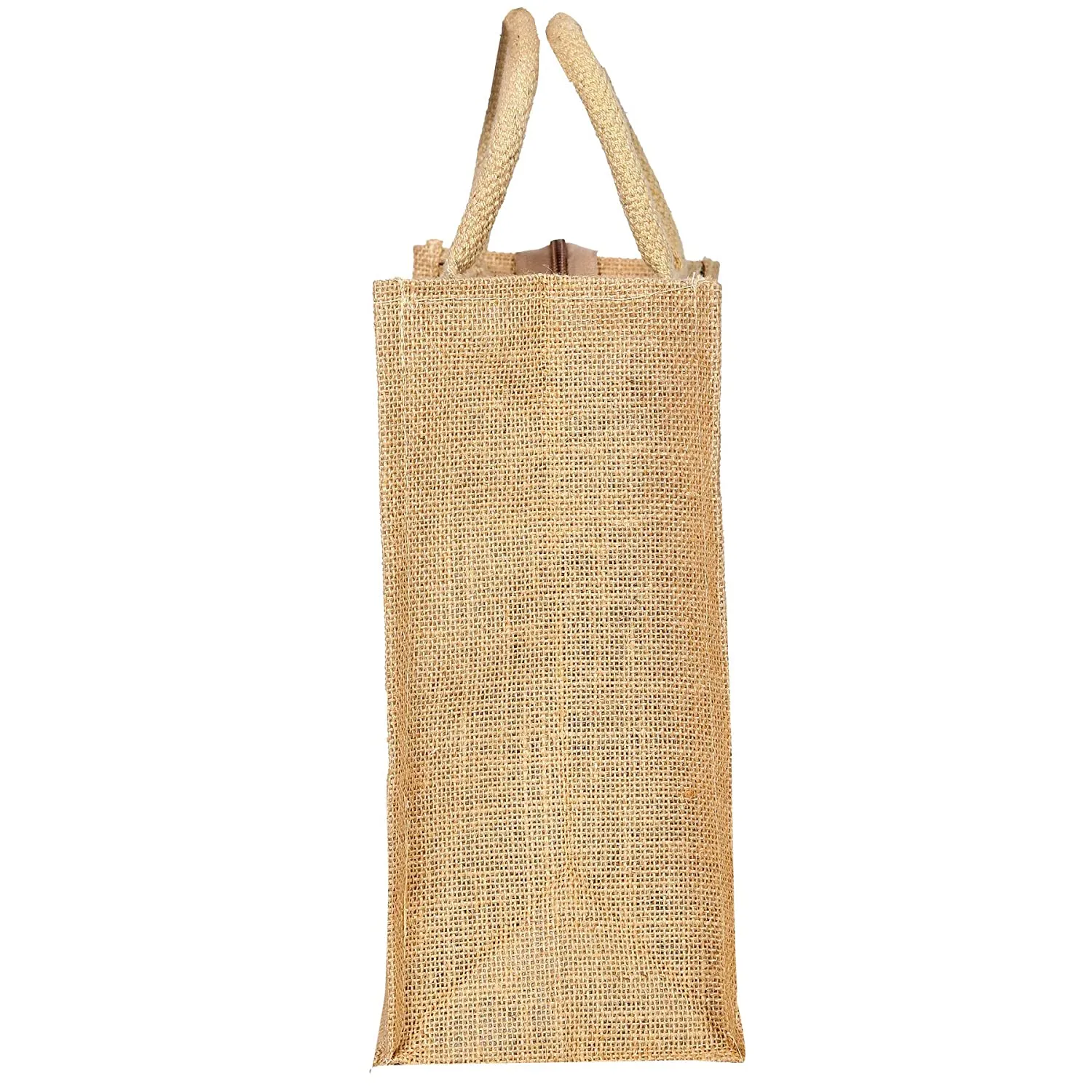 AM0034 Printed Eco-Friendly Jute Bag with Zip Closure