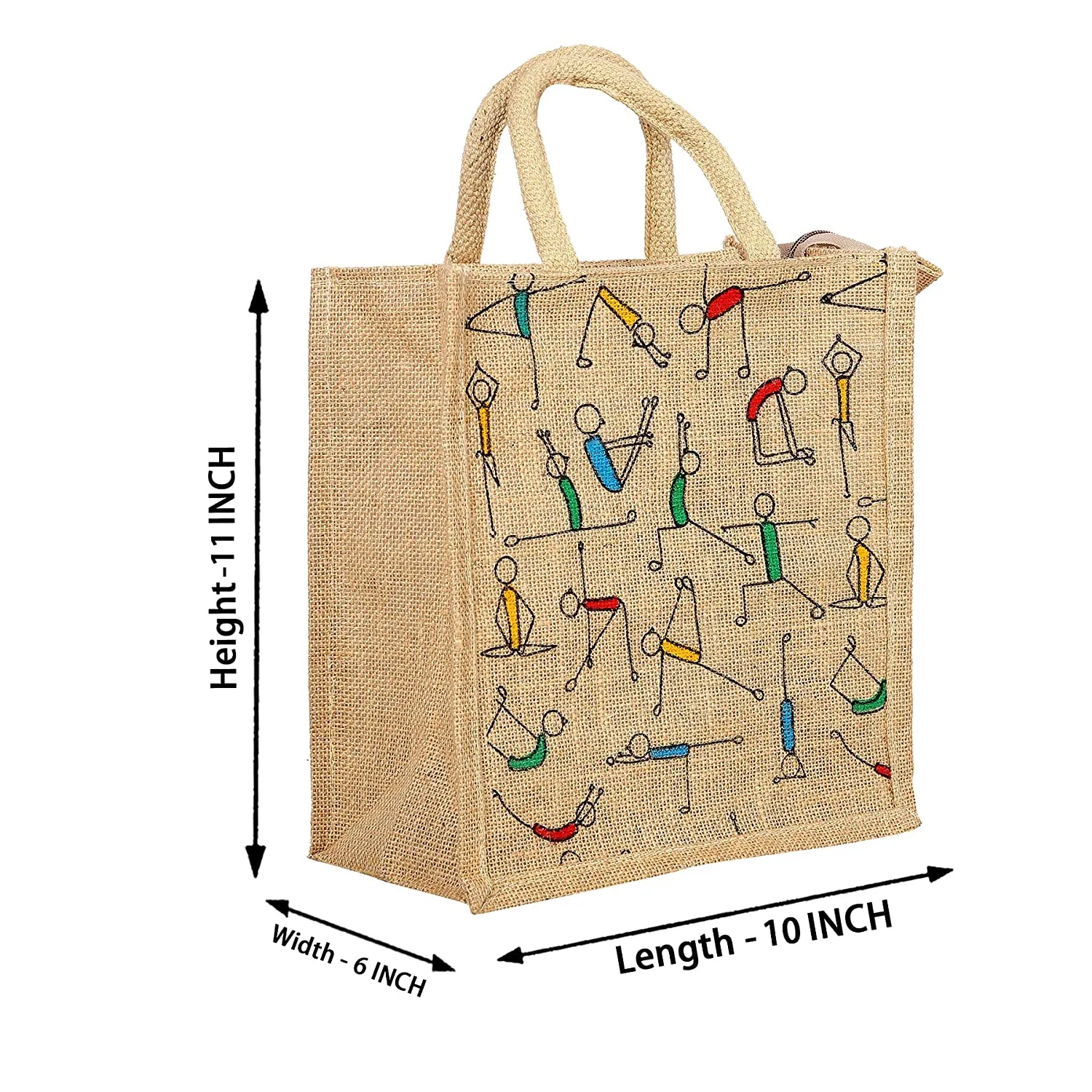 AM0034 Printed Eco-Friendly Jute Bag with Zip Closure