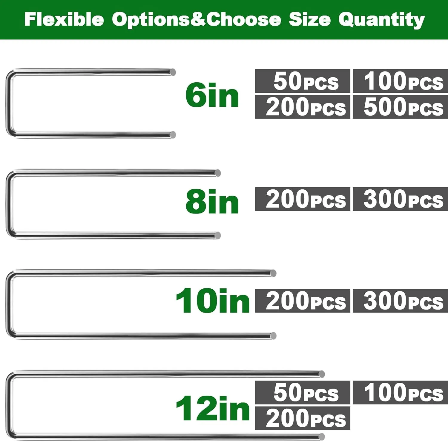 AMAGABELI GARDEN & HOME 500 Pack Galvanized Landscape Staples 6 Inch 11 Gauge Garden Staples Garden Stakes Plant Cover Stakes U-Shaped Landscape Stakes Landscape Pins for Weed Barrier Fabric