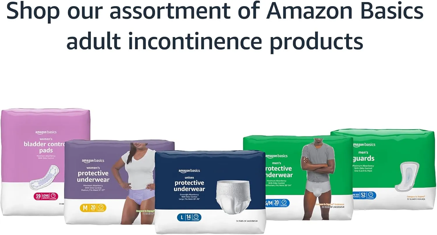 Amazon Basics Unisex Protective Underwear, Overnight Absorbency, Large, 56 Count, (4 Packs of 14)