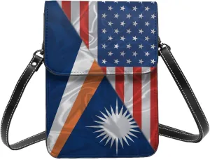 America And Marshall Islands Rosal Islanders Triangle Flag Small Crossbody Bag Is A Shoulder Bag Designed For Women And Girls Cell Phone Crossbody Wallet Purses With Card Slots Adjustable Strap