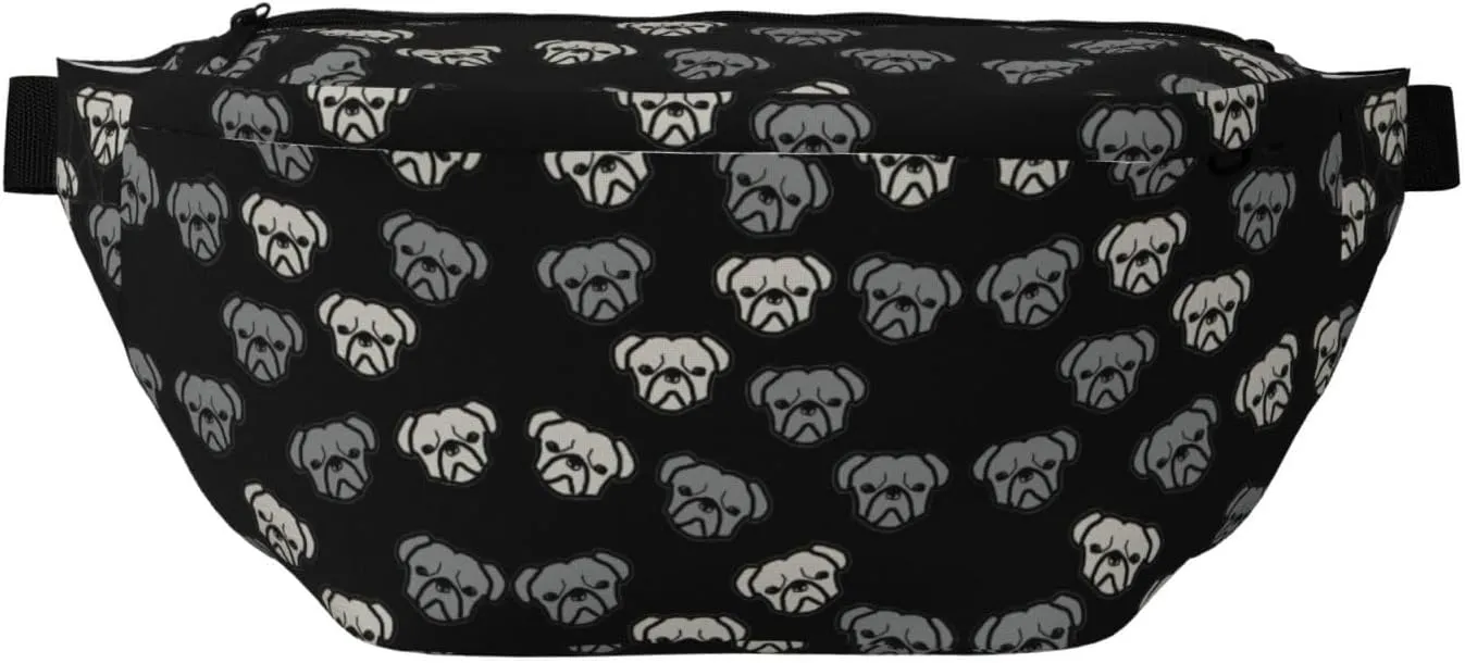 American Bulldog Head Fanny Pack Crossbody Sling Bag â€“ Zipper Pockets for Travel, Hiking, Cycling, Workouts, and Everyday Use