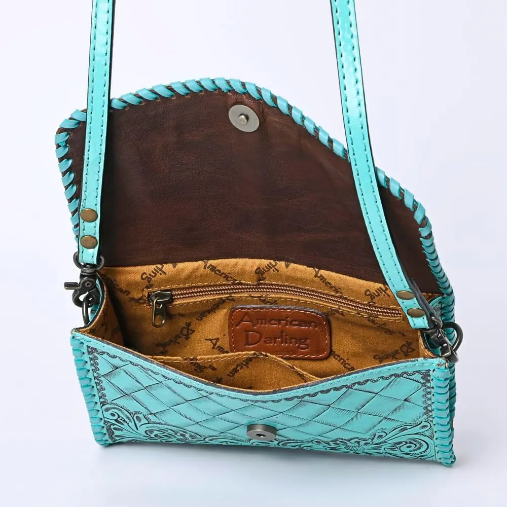 American Darling Wallet Hand Tooled Genuine Leather Women Bag Western Handbag Purse
