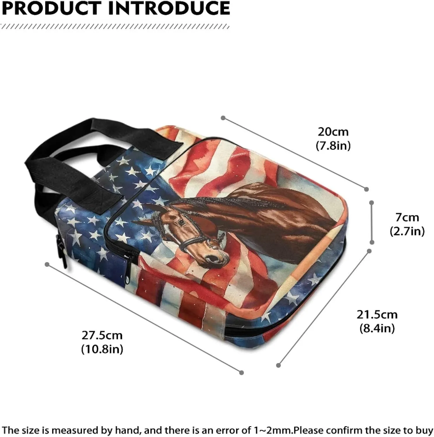 American Flag Horse Bible Covers for Women, Lightweight Bible Case with Top Handle, Waterproof Large Bible Cover Case, Classic Womens Tote Bible Bag for Travel