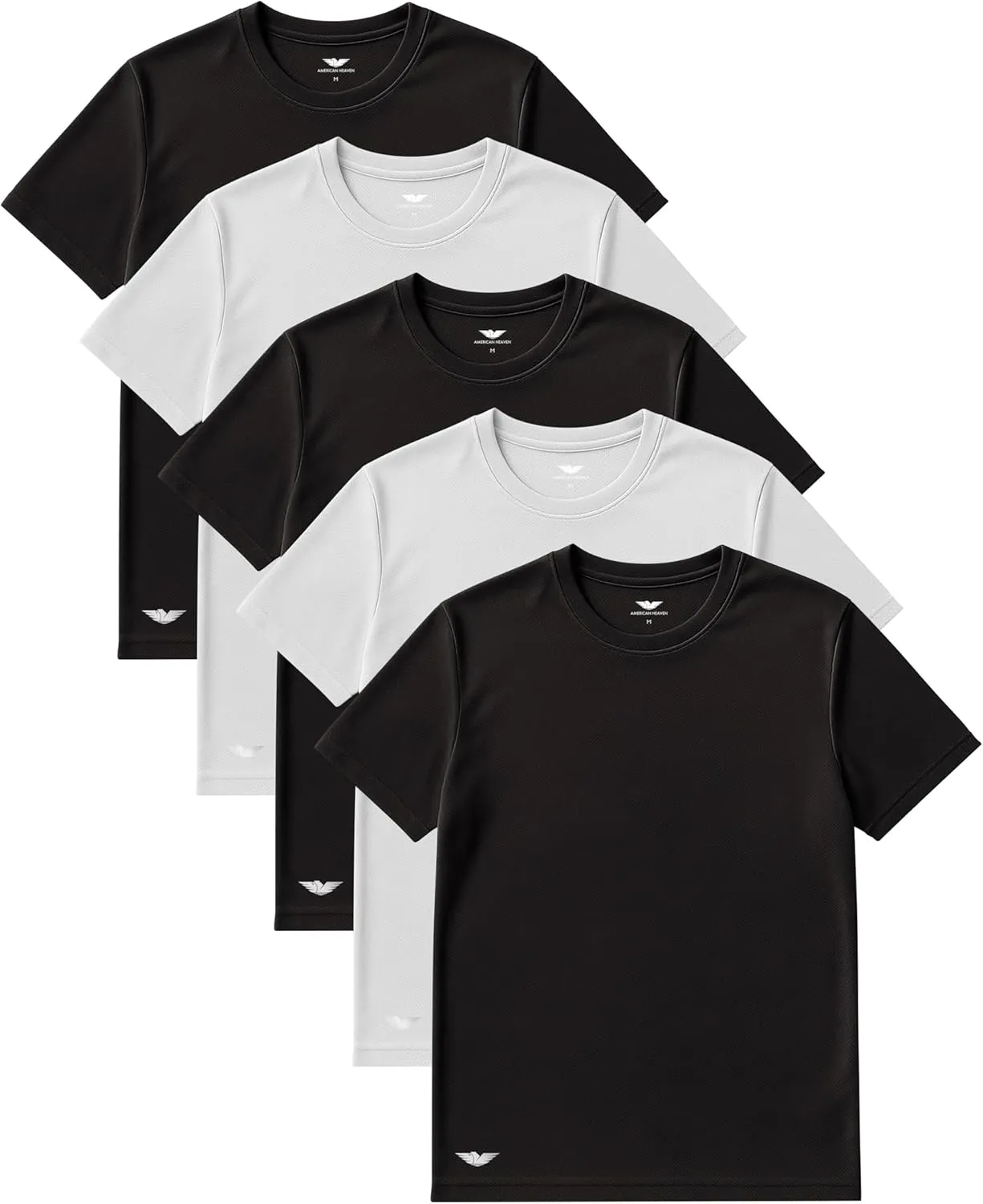 AMERICAN HEAVEN Men's Short Sleeve Work Out Crew Neck T-Shirts | Dry Fit Active Athletic Gym Tee Tops | Multi Packs Colors